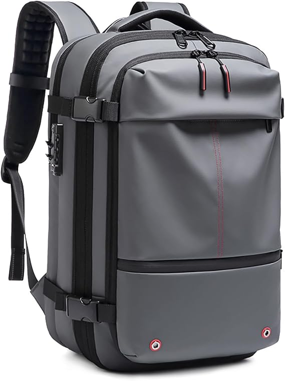 Vacpack Backpack, Airback Backpack with Pump, 60L Expandable Backpack with Vacuum Compression, Waterproof and Anti-Theft Air Vacuum Backpack for Travel (Gray, No Air Pump)