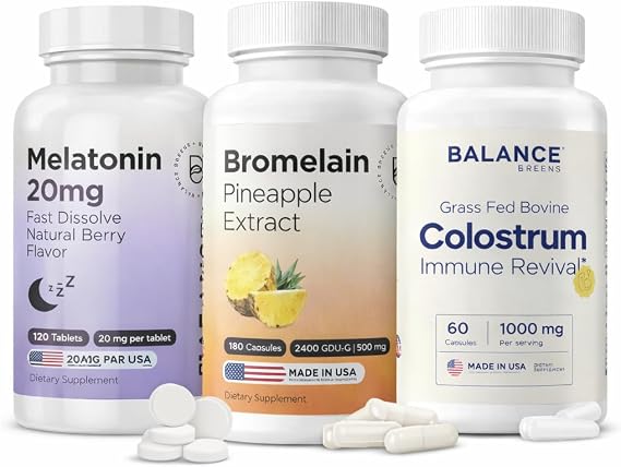 Balancebreens Melatonin + Bromelain + Colostrum Nighttime & Digestive Wellness Bundle