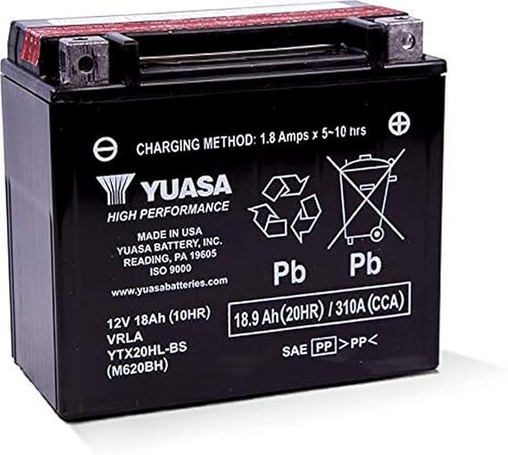 Yuasa YUAM620BH YTX20HL-BS Maintenance Free H Series AGM Battery with Acid pack