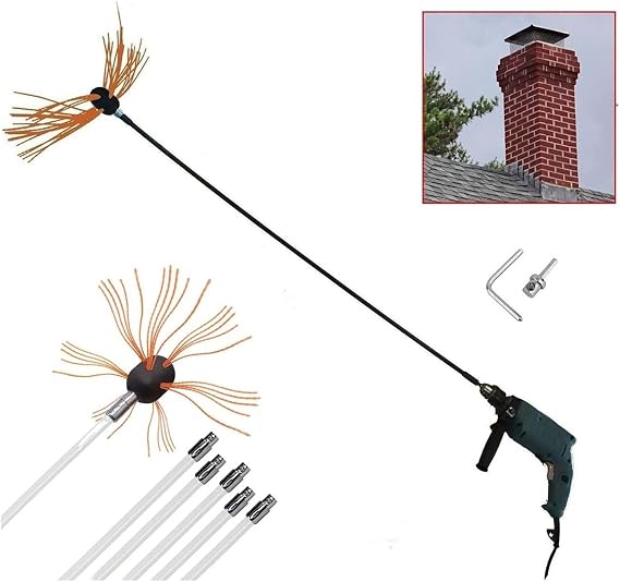 LIYUN Chimney Sweep kit Chimney Cleaning Brush Kit Chimney Sweep Sweeping Drain Set Pipeline Flue Cleaning Tool for Duct Vent(6 m)