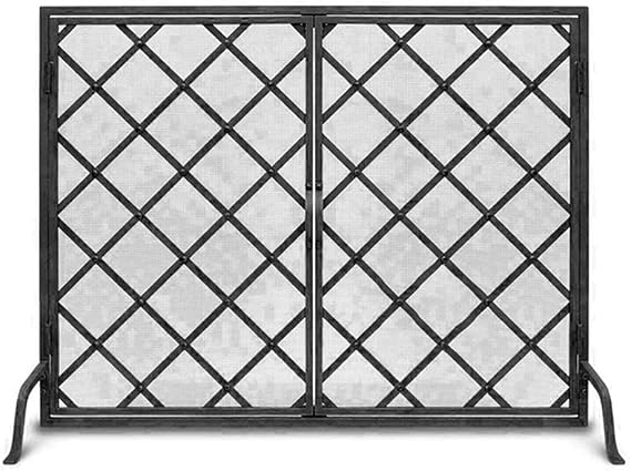 Fireplace Screen Spark Stove Guard Firescreen,Fireguard Nursery Safety Protector Cover, Outdoor or Indoor Use, 38.6" L 11.0" W 30.7" H (Color : Black) (Brass) Beautiful Scenery (Black)