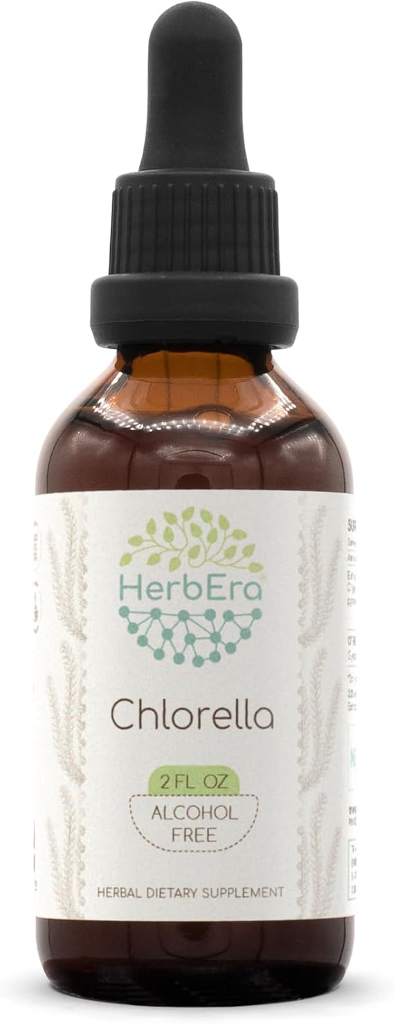 HerbEra Chlorella B60 Alcohol-Free Herbal Extract Tincture, Concentrated Liquid Drops Natural Chlorella (pyrenoidosa) Dried Entire Plant (2 fl oz)