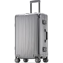 FREEFLY All aluminum hard Shell Suitcase Cheap Cabin Suitcase Carry on Luggage Medium Suitcase Lightweight Suitcase with 4 Silent Wheels,Grey,20in