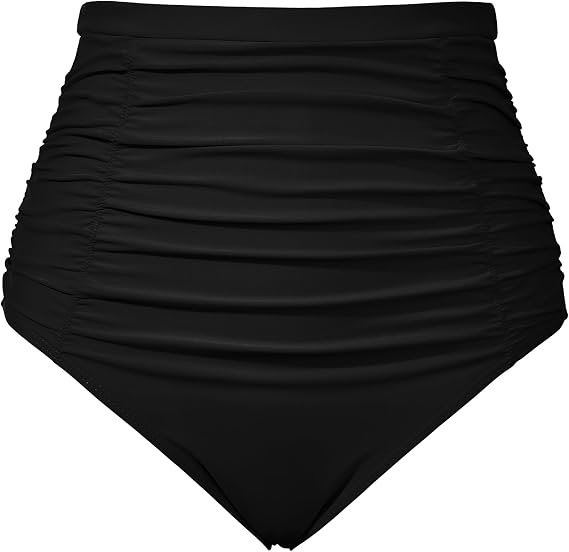 Komorebi Women's High Waisted Bikini Bottoms,Full Coverage Swim Bottom,Tummy Control Swimsuit Bathing Suit Bottoms