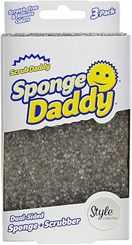 Scrub Daddy Sponge Daddy Style, Dual Sided Sponge Scrubber, Dish Sponges for Washing up, Non Scratch Scourers for Cleaning Dishes, Bathroom Scrubbing Tool, Kitchen Sponges Multipack