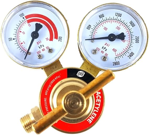 SUA - Acetylene Regulator Welding Gas Gauges - CGA-200 - Rear Connector - LDB series - Check all the pictures and read the full description of this product to make sure it fits your tanks and hoses.