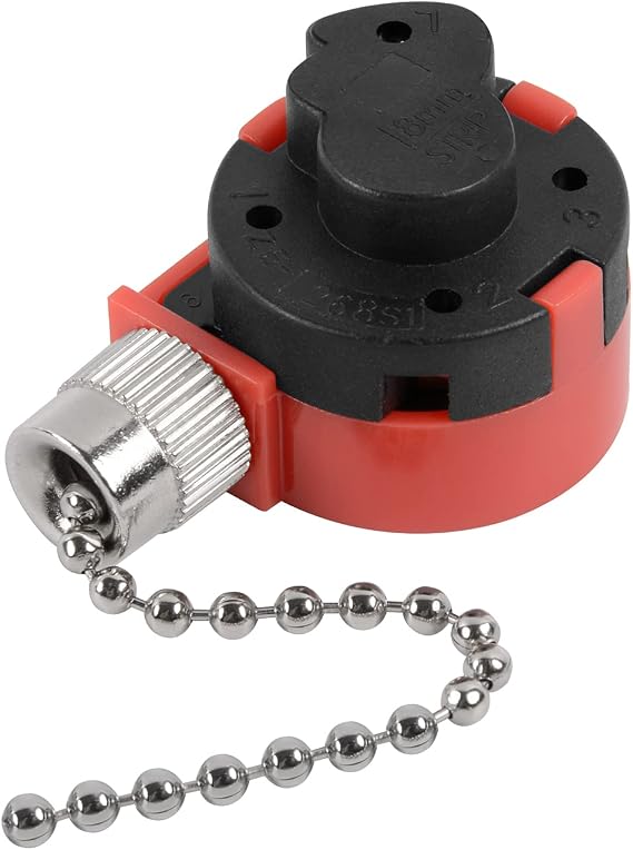 ZE-268S1 Ceiling Fan Switch, 3 Speed 4 wire Pull Chain Switch Ceiling Fan Replacement Part Lamp Switch Appliances Accessories Compatible with Hunter Ceiling Fan Lights (Nickel Pull Chain)