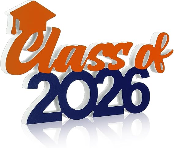 Class of 2026 Sign Graduation Party Decorations 2026 Grad Photo Booth Prop Graduation Table Centerpieces for Senior Night Decor Signs College High School Party Supplies(Blue and Orange)