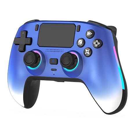 IWGAME Wireless Controller for PS-5/PC, Gamepad Built-in Mic with 2 Back Buttons Support Remap/Combo Functions,Hall Effect Trigger &Joysticks, Motion Control, 3.5mm Headphone Jack, Cool RGB Light(Blue)