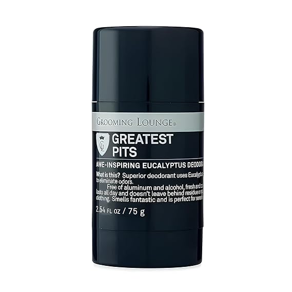 Grooming Lounge Greatest Pits Deodorant, Natural, Aluminum Free Deodorant for Men and Women, Paraben-Free, Sulfate-Free, Fresh and Clean, 2.54 oz