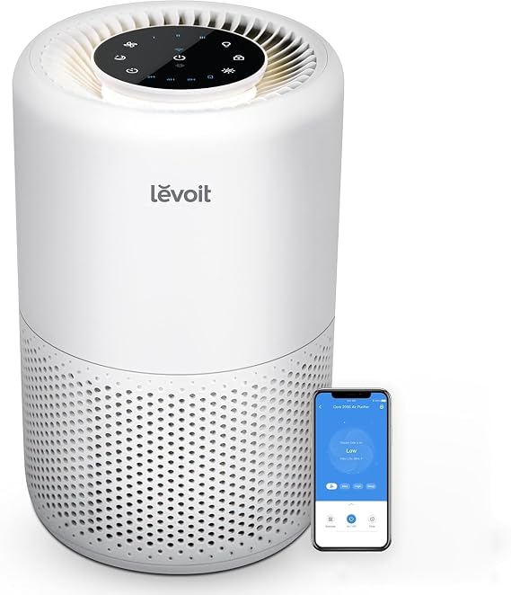 Levoit H13 HEPA Air Filter Air Purifier, Against Pollen and Mold Odors, Up to 35 Square Meters, Timer, Sleep Mode, Application Control, Night Light