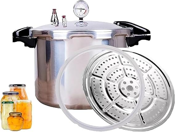 15/22 LTR Pressure Canner Cooker, Canning&Water Bath Canner|Pressure Gauge&Pressure Regulator|Compatible:Natural Gas-Open Flame & Pressure Release 10 PSI (+/- 5%)(15L)