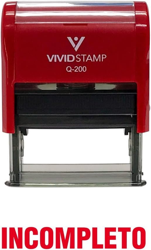 Incompleto Spanish Teacher Self Inking Rubber Stamp (Red Ink) - Medium