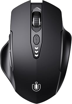 Uineer Wireless Bluetooth Mouse,[Upgraded] Rechargeable (BT 5.0/4.0+2.4G Hz),Computer Mouse with Visible Battery Level, 4 Adjustable DPI, Portable PC Mouse for MacBook Chromebook,Black