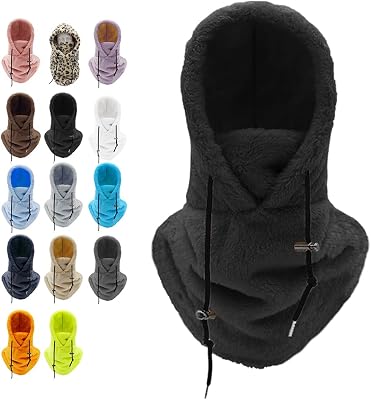 Hood Ski Mask, Adjustable Fuzzy Warm Mask Winter Wind-Resistant Face Mask Warm Face Cover Hat Cap