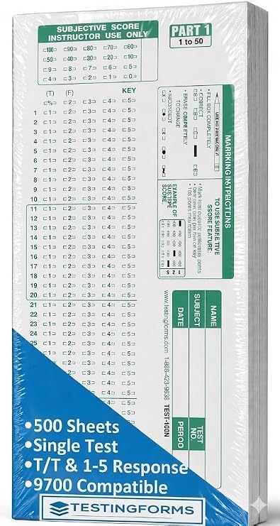 TEST-100N 882-NE Scantron Compatible Testing Forms (500 Sheet Pack)