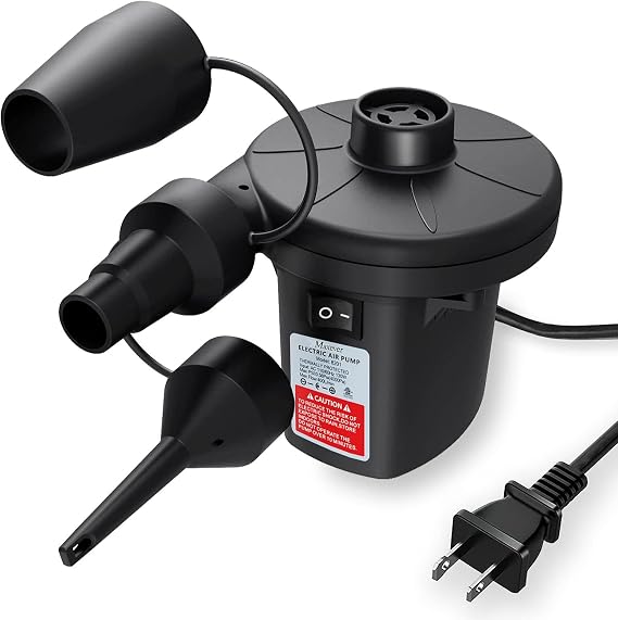 Quick-Fill Electric Air Pump with 3 Nozzles | 2 in 1 Inflator Deflator, Inflatables Pool Float Toys, Indoor Use & Outdoor Camping, AC 110V-120V