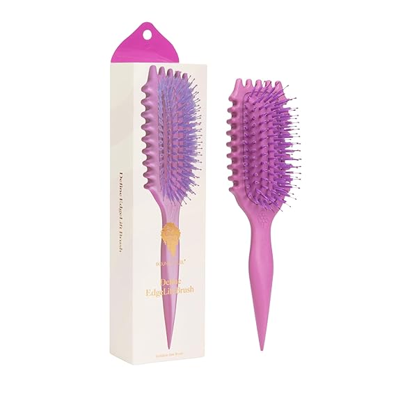 Bounce Curl Define EdgeLift Brush - Curly Hair Brush for Defining Detangling and Sectioning Wavy Curly Coily Hair - Orchid