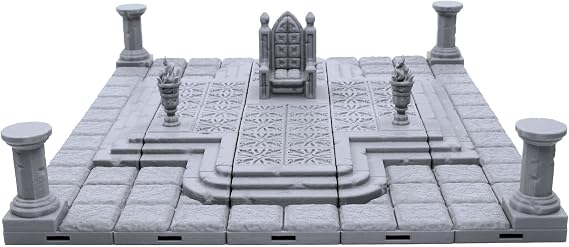 EnderToys Locking Dungeon Tiles - Throne Room, Terrain Scenery Tabletop 28mm Miniatures Role Playing Game, 3D Printed Paintable