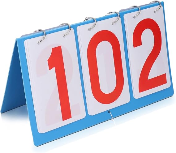 Tabletop Flip Scoreboard, 3 Digit Dual Sided Score Keeper Counter Portable Score Flipper Manual Cardboard for Basketball, Volleyball, Table Tennis Competitive Matches