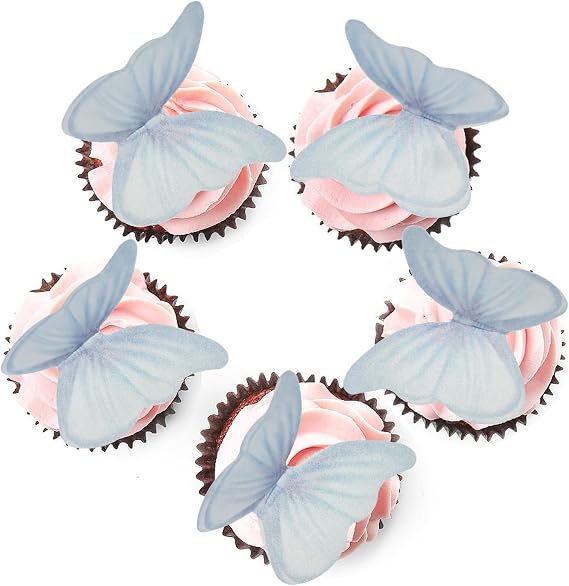 48PCS Edible Wafer Paper Butterfly Cupcake Topper Cake Decoration for Wedding Birthday Baby Shower Party Supplies Food Decoration (Watercolor purple)