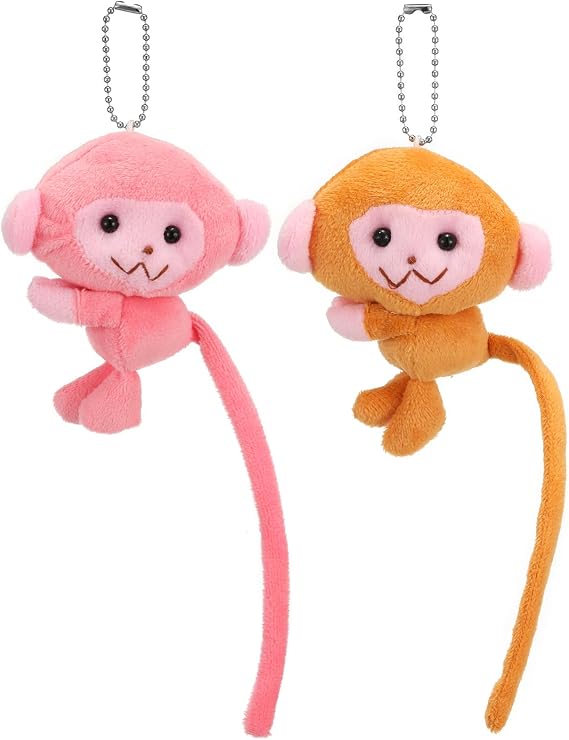 Cute Monkey Keychain Kawaii Plush Long Tail Monkey Bag Purse Charms