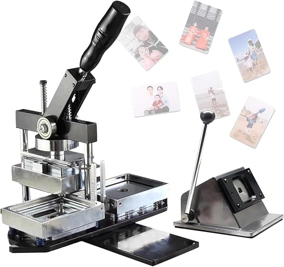 Hand-Powered Badge Maker, for 80x53mm Metal Plastic Pins, Complete Crafting Tool, with Paper Cutter and 100pcs Materials