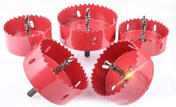 kATUR 75-120mm Speed Bi-Metal Hole Saw Set Drilling Tool with Positive Rake Teeth for Cutting Soft Metal, Drywall, Plastic, Wood, Fiberboard (75-120mm)