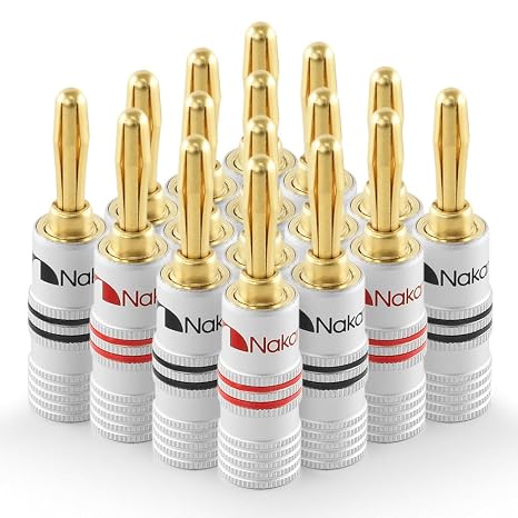 Nakamichi GrubLock Excel Series 24k Gold Plated Banana Plugs, 10-18 AWG