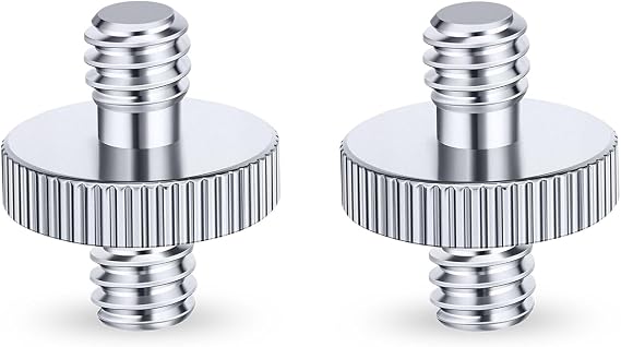 1/4" Male to 1/4" Male Threaded Tripod Screw Adapter, Double Head Stud Mounting Thread Converter for Camera, Monitor, LED Light, Microphone, Shoulder Rig - 2 Packs