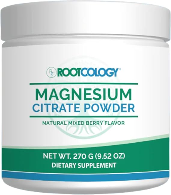 Rootcology by Dr. Izabella Wentz | Magnesium Citrate Powder | 300mg Magnesium for Relaxation and Regularity Support | Natural Mixed Berry Flavor | 270g / 60 Servings