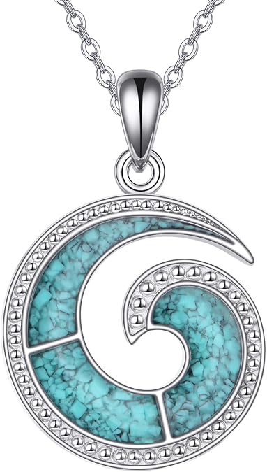 ONEFINITY Ocean Wave Necklace for Women Turquoise Wave Pendant Necklace Beach Jewelry Gifts