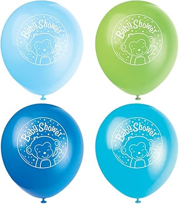 Unique Boy Monkey Shower Balloons, 8ct, 12, Multicolor
