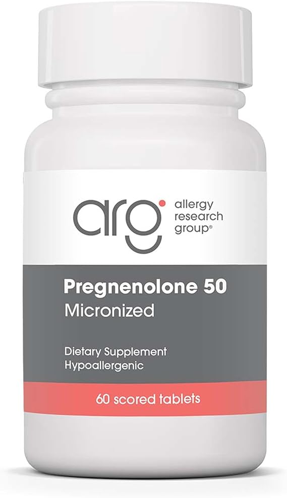 Allergy Research Group ARG Pregnenolone 50 mg - Micronized Hormone Precursor Support - Highly Bioavailable - Hypoallergenic - 60 Servings - 60 Scored Tablets