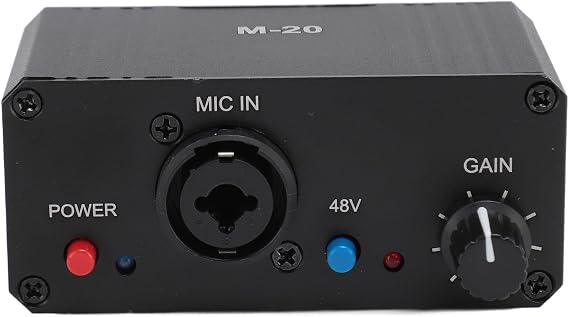 Microphone Preamp, 48V Power Mic Preamplifier XLR Output Microphone Preamp Booster, Mini Microphone Preamp for Dynamic and Condenser Mic