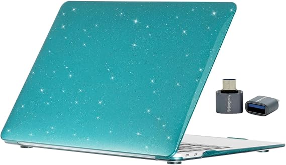 McStorey MacBook Air M1 Kılıfı 13.3 İnç A2337 A2179 A1932 Uyumlu Şeffaf Simli Kristal Parlak Sert Kapak Hard Case Koruyucu Kılıf Çizilme Önleyici Laptop Kılıfı Gece Mavisi