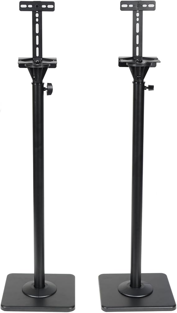 VideoSecu One Pair Height Adjustable Speaker Stands Mount Floor Stands Surround Sound Satellite Small Bookshelf Speakers Stand MS08B DA8