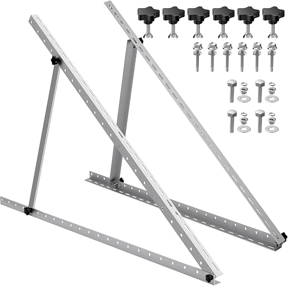 Upgraded 47in Adjustable Solar Panel Tilt Mount Brackets, Foldable Tilt Legs, Support 100 200 300 400 500 Watt Solar Panels 4-8Pcs, Solar Panel Stand for Roof, Off-Grid, RV and Boat