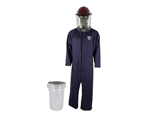 OBERON Arc Flash Coverall Bucket Kit- 8CAL - Includes Hard Cap, Face Shield, Coveralls-3XL, Balaclava and Bucket - HRC2 Series