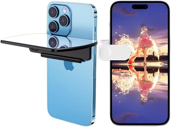 High Definition Phone Camera Reflection Mirror with Clip for Smartphone Photography, Flip Mirror for Landscape and Portrait s, Compact Glass Lens for Clear Reflections