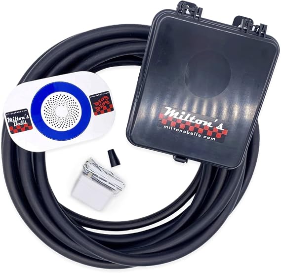MILTON'S BELLS Long Range Wireless Driveway Alarm & Chime Kit, 2,500 Ft Coverage, Vehicle Detection Alert System with Adjustable Volume Control for Homes, Farms, Businesses and Long Driveways