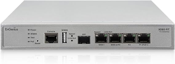 EnGenius FitXpress XG60-FIT Managed Gateway Dual-Core 2.1GHz, Dual-WAN GbE, Auto VPN, Load Balancing, WAN Failover, 4X LAN, 1x SFP, USB 3.0, PoE+, Cloud Managed for Small Business