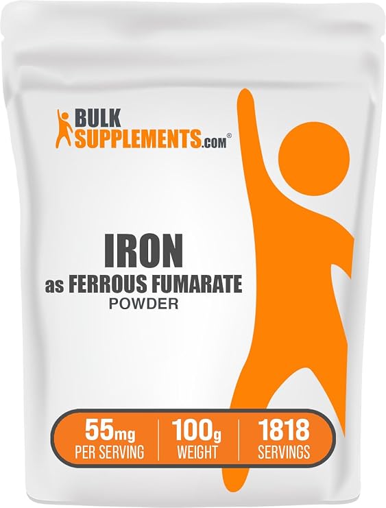 Ferrous Fumarate Powder - Essential Mineral, Iron Supplement for Men and Women - Gluten Free, 55mg per Serving, 100g (3.5 oz) (Pack of 1)