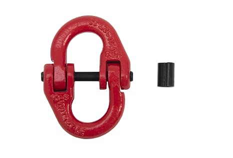 Red Coated G80 Alloy Steel Connecting Link, 3/8, 3.2 TON WLL 7100 lbs Working Load Limit Grade 80 Forged Coupling Hammer Link Lock Hi-Gear