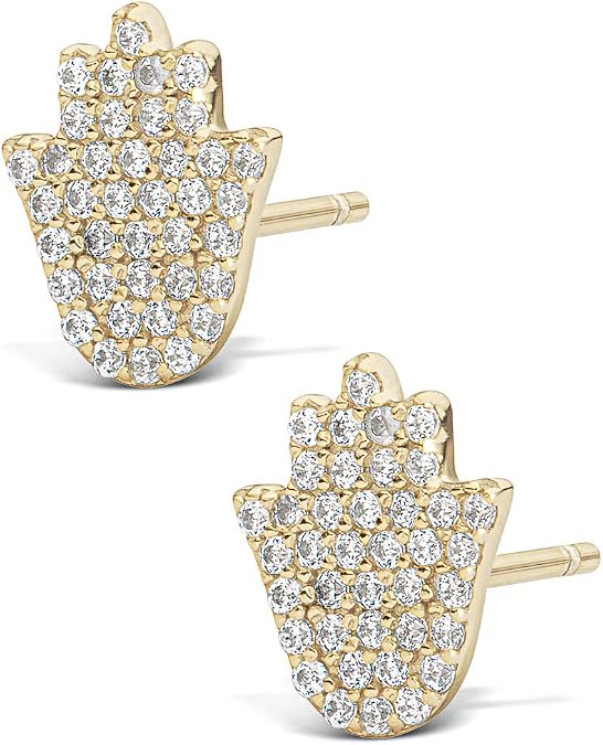 MILLA CZ Gold Stud Earrings & Sterling Silver Stud Earrings - Inspirational Boho Earrings for Women Trendy Indie Jewelry, Hippie Jewelry
