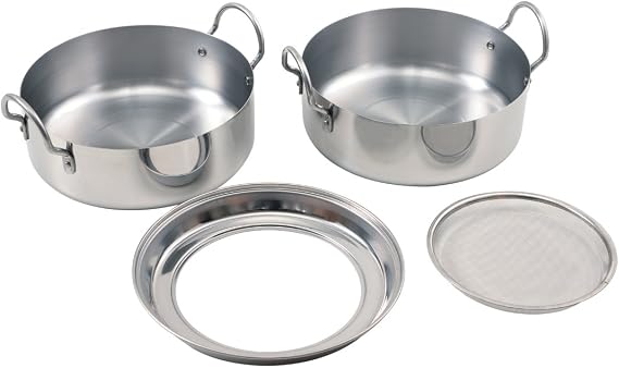 Ernest A-76940 Tempura Fryer Pot, 7.9 inches 20 cm, For Oil Pot, Mesh Plate, With Frame Plate With Oil Splash Guard, Gas Induction Compatible, Regular Handle, Space Saving, Stainless Steel, Oil Turn