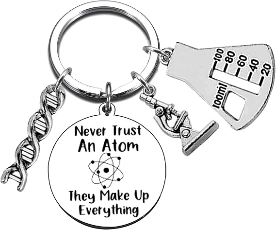 Chemistry Science Teacher Gifts Scientist Keychain for Christmas Retirement Inspirational Gifts for Chemist Forensic Science Lovers Physicist Student Researcher Microbiology Laboratory Jewelry