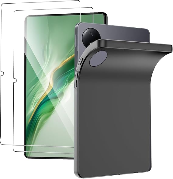 KZIOACSH Case for HONOR MagicPad 2 12.3 Inch, Flexible Ultra Slim Anti-Scratch Soft TPU Protective Case Lightweight Matte Silky-Soft Touch Anti-Fingerprint Rugged Cover Shell with 2 Tempered Glass