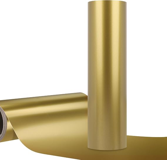 WRAPXPERPT Glossy Gold Permanent Vinyl, 12" x10ft Glossy Permanent Adhesive Vinyl Roll with Clear PET Backing for Crafting,Home Decor,Car Decal,Personalization
