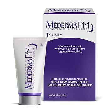 Mederma PM Intensive Overnight Scar Cream - Works with Skin's Nighttime Regenerative Activity - Once-Nightly Application is Clinically Shown to Make Scars Smaller & Less Visible - 1 Ounce, Beige (302591302106)